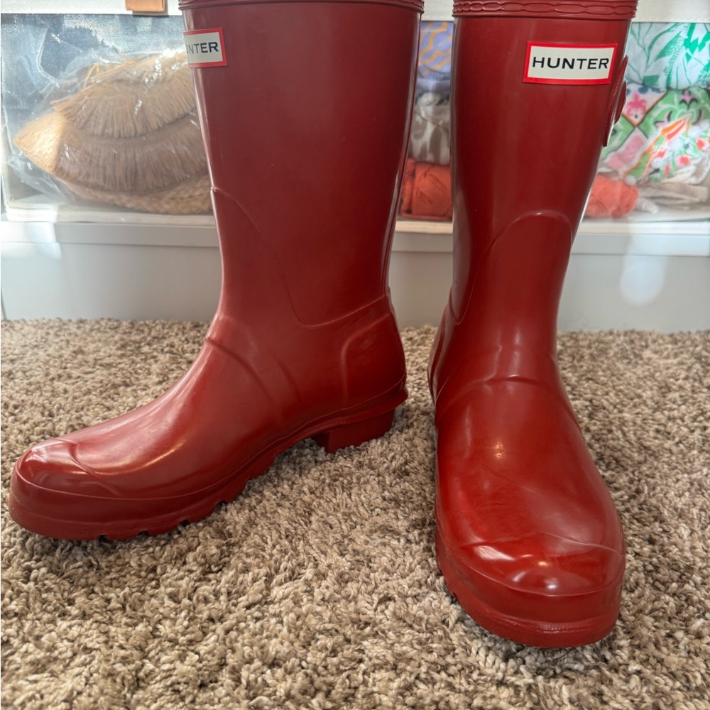 Hunter Gloss Red Mid-Calf Rain Boots - Picture 2 of 4